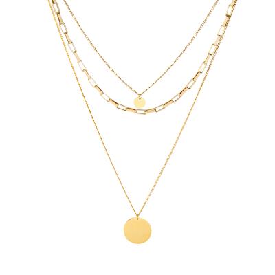 China Hot Selling Latest Three-Layer Vintage Clavicle Chain Women's Gold Titanium Steel Necklace for sale