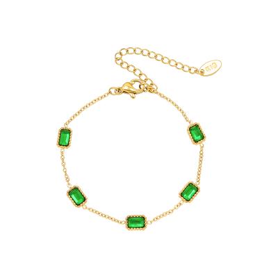 China Other Customized Colorful Zircon Bracelet Green Magnetic Titanium Bracelet Women Health Bracelets for sale