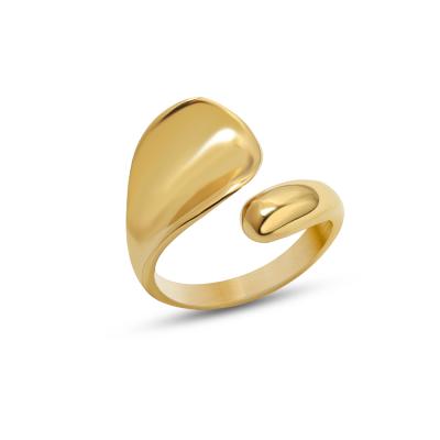 China Wholesale Simple Vintage Silver 18k Gold Plated Stainless Steel Open Adjustable Rings For Women for sale