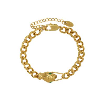 China Christmas Green Eye Snake Religious Head Gold Plated Necklace Bracelet Set 2021 for sale