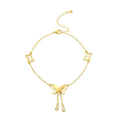 China 2021 Wholesale Cute Gold Plated Butterfly Anklet Ankle Chain Foot Jewelry For Women for sale