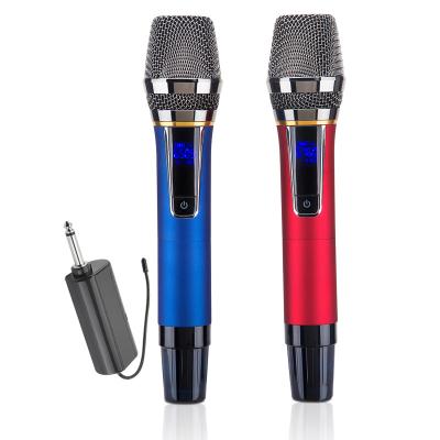 China With LCD Screen Studio Dual Channel Handheld Rechargeable Dynamic Microphone and China UHF Blue Light Radio for sale