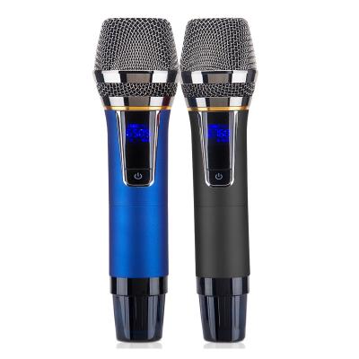 China With LCD Screen and China 2 Channel KTV Professional Speedy Church Blue Lightweight Professional Handheld Speech Cardioid Dynamic Wireless Microphone Best for Karaoke for sale