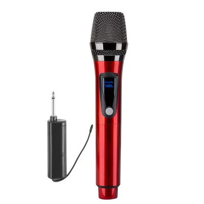 China With long range blue lightweight fast dual channel handheld karaoke delivery handheld karaoke factory supply dynamic handheld wireless microphone LCD screen and UHF for sale