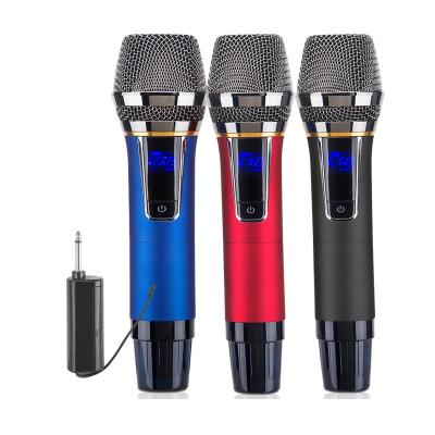 China With blue lightweight portable dynamic wireless professional ktv long range lcd screen conference and sound system uhf sound system handheld wireless microphone karaoke for sale