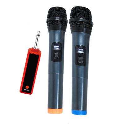 China With Screen And 2 Channel VHF Microphone V-section AAA Battery Conference Party LCD Blue Lightweight Microphone Wireless Handhelds for sale