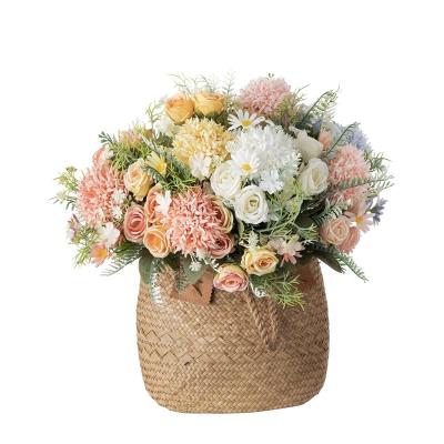 China Cloth INS Factory Wholesale Wedding Decoration Crafts Wind INS Wind Dandelion Bouquet Green Plant Artificial Flowers F a ke Flowers for sale