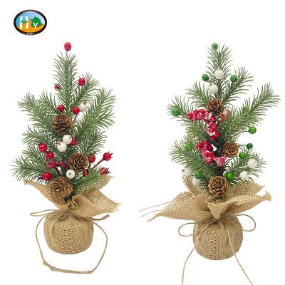 China Plastic Small Simulation Pine Needle Linen Christmas Tree Festive Atmosphere Ornaments for Holiday Layout Shooting Props for sale