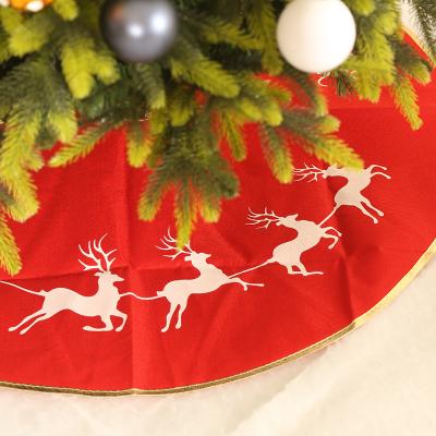 China Hessian Christmas Tree Skirt 98cm linen elk Christmas tree bottom decoration mat apron Christmas scene decorations for sale