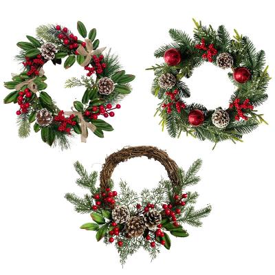 China Xyloid Christmas decorations Christmas wreaths rattan 25cm simulation window family pendants indoor atmosphere layout for sale