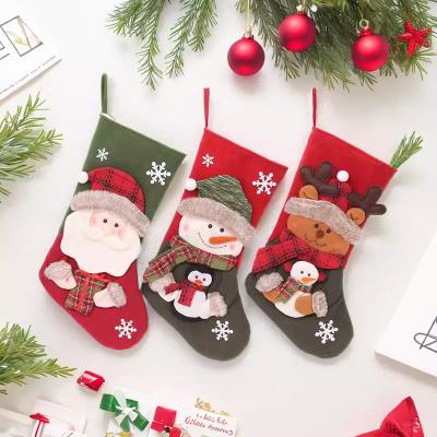 China Cloth Christmas stocking gift bag Christmas decorations scene layout Christmas tree pendants Large children's candy socks for sale