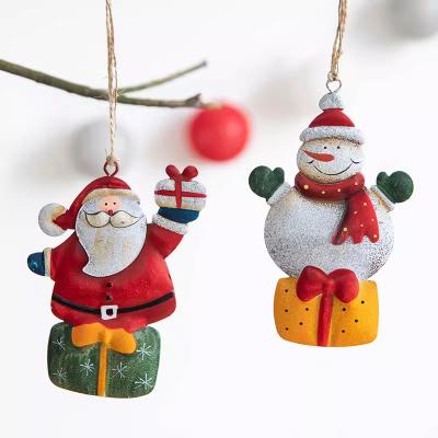 China Iron art Nordic Christmas iron decoration pendant Old man snowman elk iron pendant Christmas tree small pendant for sale