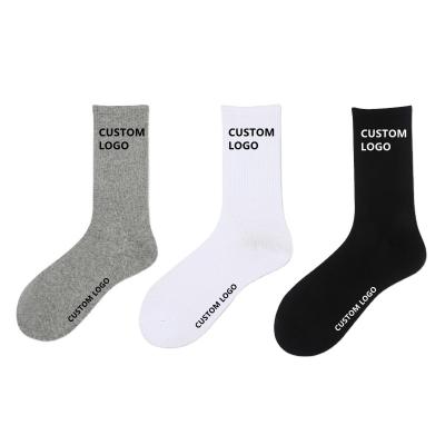 China Sustainable High Quality Cotton Printed Embroidered Socks Embroidery Custom Sports Mens Socks for sale