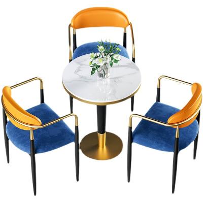 China Modern Luxury Dining Room Marble Table And Round Chair Set Cafe Reception Table Small for sale