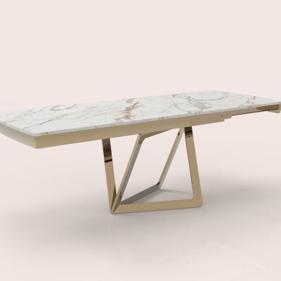 China (Other)Retractable Marble Table Steel Leg Adjustable Leisure Modern Living Long Table for sale