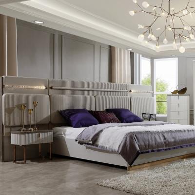 China Turkey Hot Selling MDF Board Luxury Bedroom Furniture Set Modern Bedroom Furniture King Size Bed Set for sale