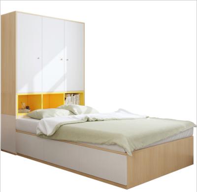 China Comfortable Simple Wardrobe One Bed Bedroom Kid's High Boxed Tatami Storage Bed for sale