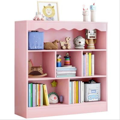 China New Simple Foldable Children's Single Floor Living Room Study Picture Book Color Student Toy Storage Solid Wood Bookcase Small for sale