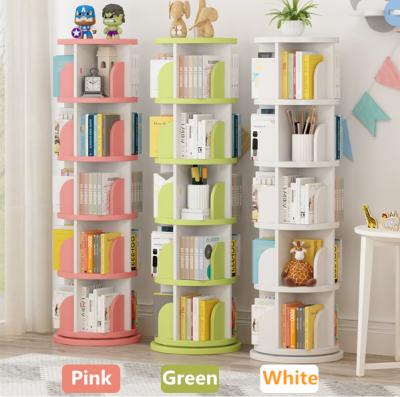 China Adjustable (Height) Kids Rotating Bookshelf 360 Degree Wooden Bookcase Storage Rotating Racks Stretches Bookshelf For Kids for sale