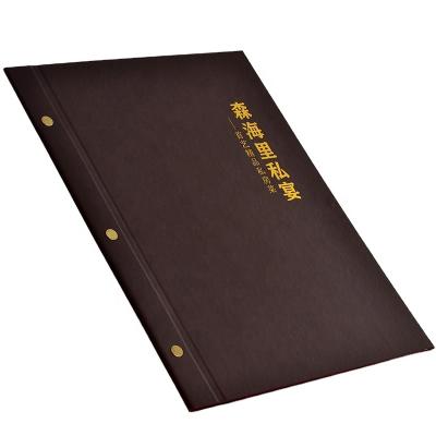 China Fashion Contracted High Quality Custom PU Folder Menu Leather Loose-leaf Book Cover For Restaurants Ba for sale