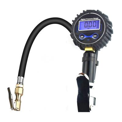 China Aluminum Alloy Copper Digital Display High Inflatable Tire Pressure Gun Tire Gauge for sale