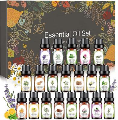 China Skin Revitalizer OEM Aromatherapy Essential Oil Set 20/10ml 100% Pure Nature Peppermint Tea Tree Lavender Aroma Diffuser for sale