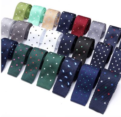 China men's slim polka Dots Mens Knitted Neck Ties New Fashion 100% Polyester Neck Ties shrink skinny polyester ties for men for sale