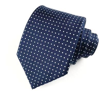 China 100% Printing Silk Series Hai Bei Silk Twill Navy Blue With White Dot Men's Small Dot Tie High Quality Hand Made Silk Tie for sale