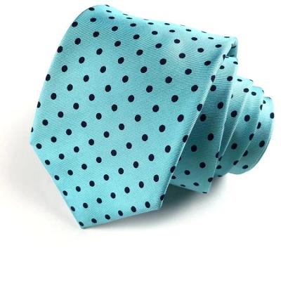 China 100% Hai Bei silk printing series china silk ties wholesale turquoise with black dot 100% silk printed tie for sale