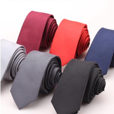 China 100% Polyester Solid Ties For Slim Vestidos Corbatas De Gravatas Ready Skinny Men's Ties Wedding Groom Neck Tie for sale