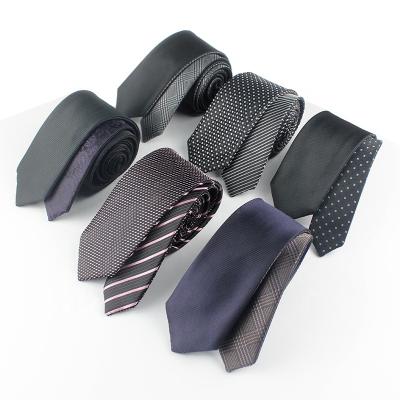 China 100% Polyester Factory Direct New Arrivals Reversible Neckties One Side Patterned Solid Fabric Cheap Tie for sale