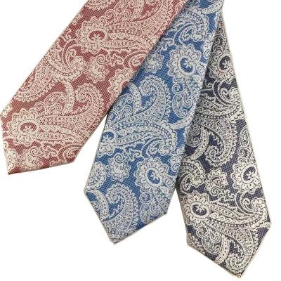 China High Quality Custom Made 100% Polyester Blue Orange Color Handcrafted Paisley Ties For Men for sale