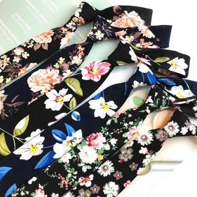 China 100%cotton Fast Delivery Dropshipping Manufacturder Ties Men's Tie Fashion Cotton Thin Floral Tie for sale