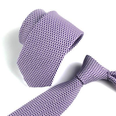 China 100% Polyester Hai Bei Ties Printing Series 6cm Thin Purple White Geometric Pattern Fashion Handmade Tie for sale