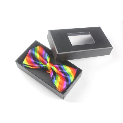 China Factory direct custom 100% polyester striped rainbow striped bow tie handmade printed bow ties for men for sale