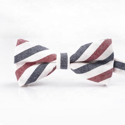 China Stripe Cotton Bow Ties With Black Custom Bow Tie Boxes for sale