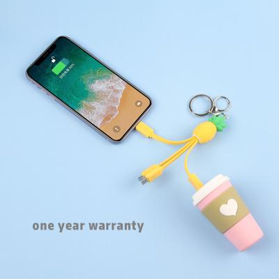 China Custom summer collection pineapple style products 4in1 key chain charger shape 3in1 charger cable and data cable for sale