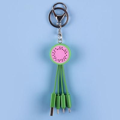 China Summer collection style cute product keychain charger cable trend 4in1 3in1 fast charging custom data cable for sale