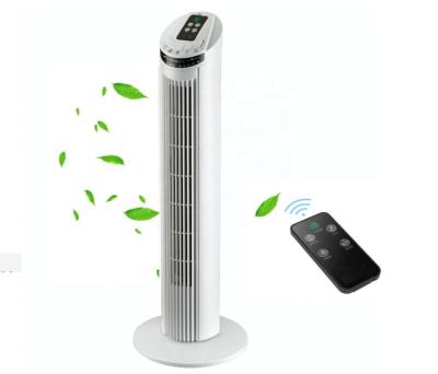 China Fishonal 29 Inch Modern Bladeless Small Air Cool Rechargeable Tower And Pedestal Fan With Remote Control for sale