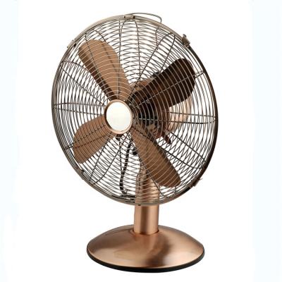 China Mechanical Ventilation Metal Plated Home Use Retro Table Swinging Portable Retro Fan for sale