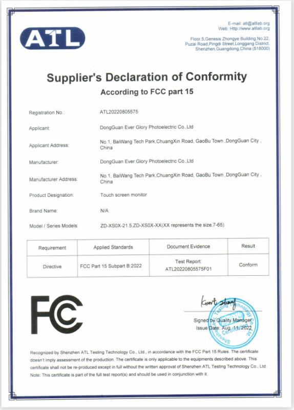 FCC - DongGuan Ever Glory Photoelectric co., Ltd