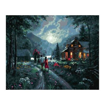 China Realistic Hot Selling Night Scenery Canvas Painting Custom Painting By Number DIY Handmade Craft for sale