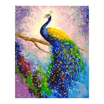 China Realistic Chinese Custom Painting Peacock DIY Oil Painting Canvas Art for sale