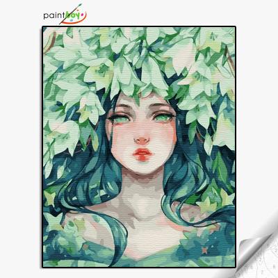 China Modern Home Decor Canvas Art Girl GX36755 Diy Frame Wood Painting By Number for sale