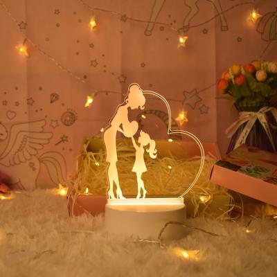 China Agriculture Mother's Day Gift 7 Color 3D Hologram Lamp USB Acrylic Lights USB Love Gift Romantic Birthday Present for sale