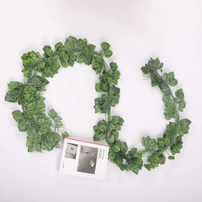 China Flower Decoration Green Rattan Silk Hanging Leaves Wall Garland Artificial Ivy Leaves Plant Leaf Fences for sale