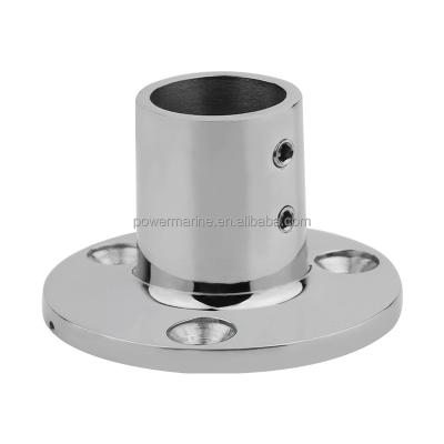 China 316 Round Stainless Steel Mirror Polished Boat Railing Base Marine Hardware AISI316 for sale