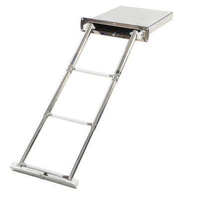 China Marine Boat Yacht AISI316 Stainless Steel Telescopic Ladder Under Transom Deck 3 Steps Ladder for sale