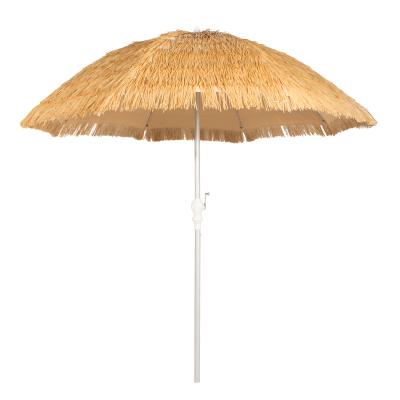 China Outdoor Large Country Beach Parasol Umbrella Metal Pole Straw Beach Umbrella Grass Umbrella for sale