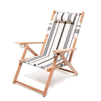 China Large Adjustabledeck Coastal Outdoor Beach Chair Folding Wooden Beach Chair Canvas for sale